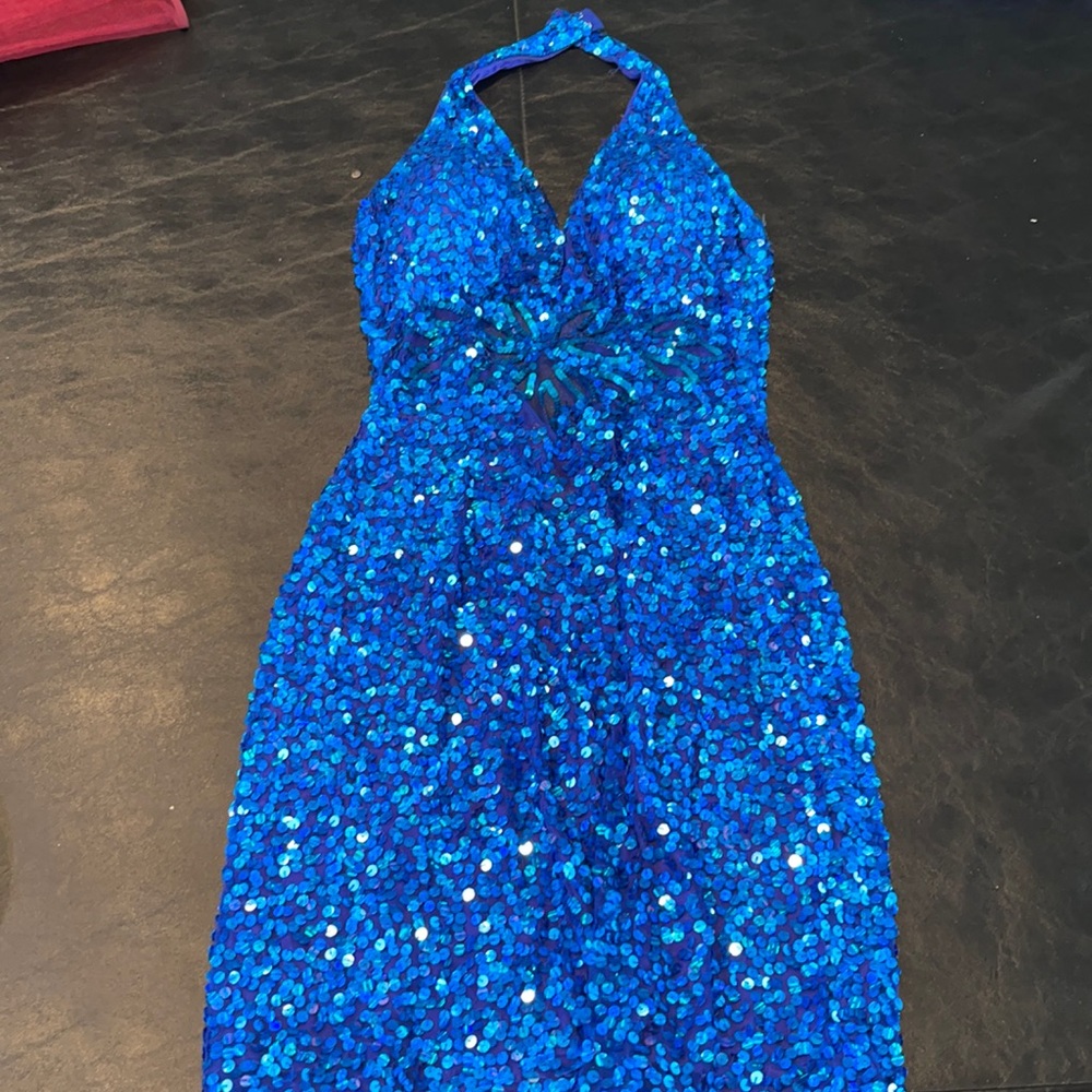 Halter blue sparkles dress